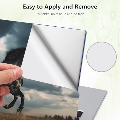 Laptop Skin Sticker Decal, Universal Reusable Vinyl Laptop Cover for 12" 13" 13.3" 14" 15" 15.4" 15.6" Notebook PC, Waterproof Scratch-Resistant with 2 Wrist Pads, Easy to Apply & Remove,Black Horse - color: Black Horse