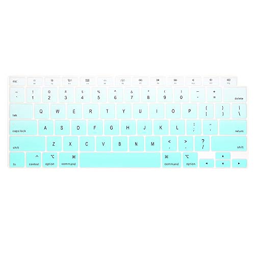ProElife Keyboard Cover for MacBook Air 13-Inch with Touch ID A2337 M1 | Mint Ombre, U.S. Layout, Non-interference Design for ID Key, Dust-Proof, Silicone Protective Skin, Washable & Reusable - color: Mint Ombre