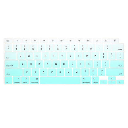ProElife Keyboard Cover for MacBook Air 13-Inch with Touch ID A2337 M1 | Mint Ombre, U.S. Layout, Non-interference Design for ID Key, Dust-Proof, Silicone Protective Skin, Washable & Reusable - color: Mint Ombre