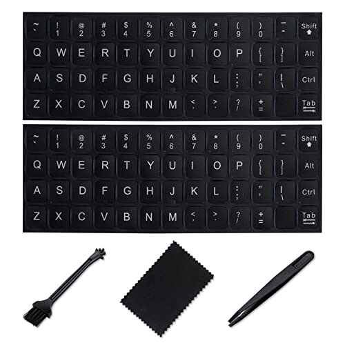 Glow in The Dark English Keyboard Sticker and Replacement English Keyboard Sticker Lette with White Letter/Black Background Universal for Laptop Desktop Computer