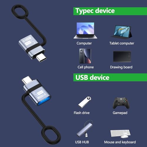 USB-C to USB Adapter 2-piece Set, USB-C to USB 3.0 OTG Converter, Supports Fast Charging and Data Transfer - color: gunmetal-CtoA