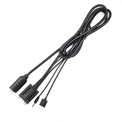 1.8m Male VGA to Male HDMI Converter Adapter cablewith 1080P HD Video Converter Cord with 3.5mm Audio Cable & USB Power Cable for Old PC to New TV/Monitor/Projector