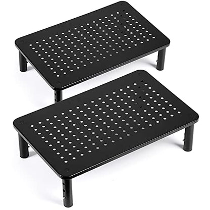 2 Pack Monitor Riser Desktop Stand Flat Screen TV Monitor Stand Riser | 3 Height Adjustable PC Stand with Mesh Platform Sturdy Metal Laptop Computer Monitor Stand Shelf for Printer, iMac