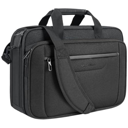 VANKEAN Laptop Briefcase Fits 15.6"-16" Laptop Slim Expandable Shoulder Bag | Multi Functional Compartment,Padded Shoulder Strap,Convenient Luggage Strap,Water-Repellent Fabric,Padded Laptop Compartment - color: Black-black, size: 15.6"