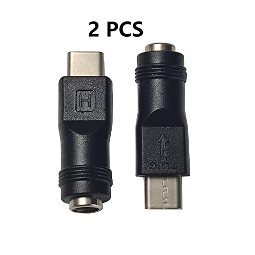 USB C to DC Power Adapter Type C Male to DC5.5x2.1mm Female 2pcs | Connector DC5521 Female to Type C Male Charge Adapter for Laptop PC Smart Phone