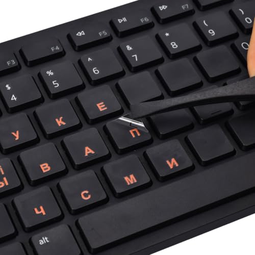 4 in 1 Ukrainian Borderless Letter Keyboard Stickers, Transfer Printing Characters Stickers for PC Desktop Computers Laptop Notebook MacBook Keyboard,Ukrainian Repair Replacement Keyboard Stickers - color: Orange Letter, size: Ukrainian