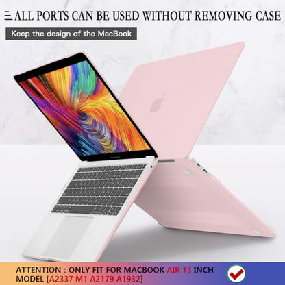 CISSOOK Baby Pink Case for MacBook Air 13 Inch A2337 M1 A2179 A1932 2021-2018 Release, Plastic Chalk Pink Hard Shell Cover with Keyboard Cover & Screen Protector for MacBook Air 13 with Touch ID 2021 - color: Air13inch-Baby Pink