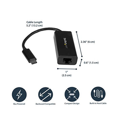 StarTech USB-C Gigabit Ethernet Adapter, Thunderbolt 3/4, RJ45 | Thunderbolt 3/4 Compatible, 10/100/1000 Mbps, USB Bus Powered, Windows, Mac, Linux, ChromeOS - color: Black, size: 1Gbps, style: USB-C