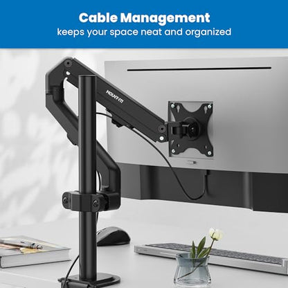 Mount-It! Single Monitor Wall Mount & Pole Mount, Full Motion 17-32" | Wall or pole mounting for one computer monitor screen up to 15.4 lbs counterbalance arm that tilts, swivels 180° rotates 360° - style: Monitor