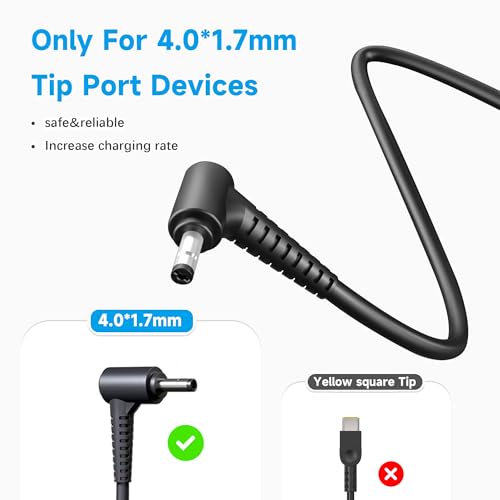 Charger Compatible with Lenovo Ideapad 1 3 65W 4.0*1.7mm Tip Adapter | Compatible with IdeaPad 1 3 5 330-14, 330-15 330-17 510-15 330s-14 330s-15 4 5 6, 110 510 520 530s Yoga 710s S145 S340 710