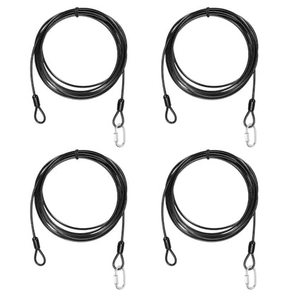 PATIKIL Security Cable Lock (1/8" Dia 9.8ft, Black)(4 Set) Vinyl Coated 304 Stainless Steel Double Loop Flexible Wire Rope Safety Cable with Quick Links Locking Connectors - color: Black, size: 9.8ft x 1/8"