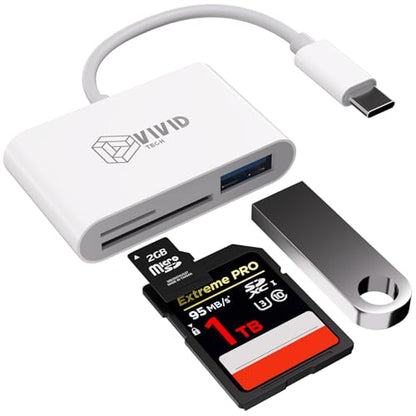3-in-1 USB C Card Reader, High Speed USB 3.0 SD/TF/Micro SD Card Adapter with OTG, Memory Card Reader for iPhone 17/16/15 Pro Max, iPad, MacBook Pro/Air, GoPro, Dash Cam, Android & PC - size: 3 Slot