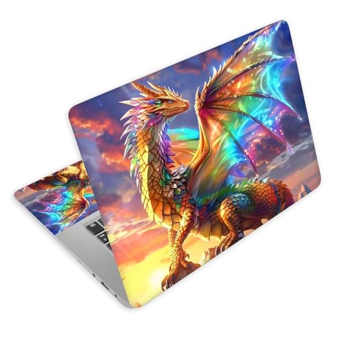 Universal Laptop Skin Decal, 3-Piece Vinyl Protector for 12 13 14 15.6" Notebook, Waterproof Anti-Scratch, Easy Trim & Bubble-Free Finish, Rainbow Dragon - color: Rainbow Dragon