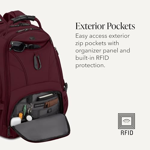 SWISSGEAR 1900 ScanSmart Laptop Backpack, Fits Most 17-Inch Laptops, TSA-Friendly Lay-Flat Design, RFID Protection, and Tablet Pocket, Black, 31L, 18.5-Inch - color: Merlot