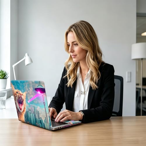 Laser Eye Space Cat Universal Laptop Skin Sticker 3PCS, Protective Decal Trim-to-Fit 11.6" 13.3" 14" 15.6" Laptop Vinyl Cover, Removable Anti-Scratch Computer Decal Protector - color: Laser Eye Space Cat