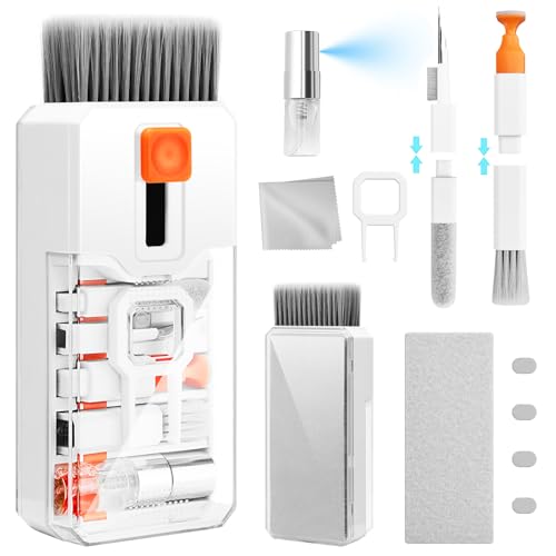 Ordilend Keyboard Cleaner & Laptop Cleaning Kit, All-in-1 for Computer PC | Electronics Deep Cleaning Reusable Brush Tool, Screen-Safe Spray, for iPhone iPad Macbook Airpod Camera, Gaming Accessories - color: White
