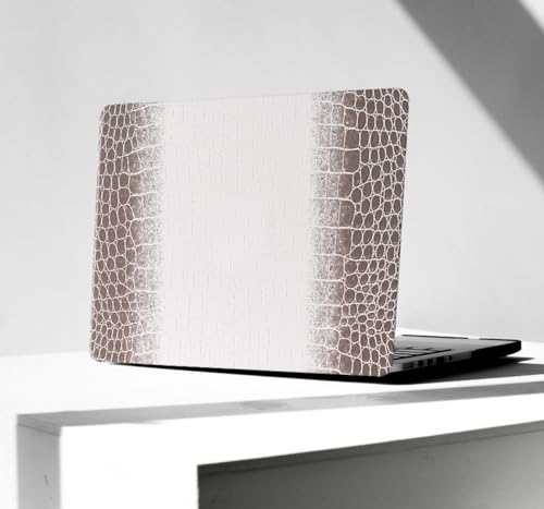 Crocodile Case for MacBook Air 13 inch 2026 M5, 2022-2025 M4/M3/M2 | Model A3449 A3240 A3113 A2681, Texture Crocodile Aligator Skin Snakeskin PU Leather Hardshell & Keyboard Cover, Taupe Ombre - color: ## Taupe Ombre Crocodile