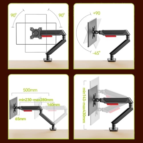 Monitor Stand Single Monitor Mount Arm with Mounting Adaptor Brackets, Fit Max 32”Screens Without Mounting Holes, Adjustable Gas Spring Single Monitor Desk Mount Monitor Stand Desk arm