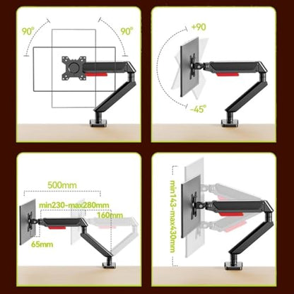 Monitor Stand Single Monitor Mount Arm with Mounting Adaptor Brackets, Fit Max 32”Screens Without Mounting Holes, Adjustable Gas Spring Single Monitor Desk Mount Monitor Stand Desk arm