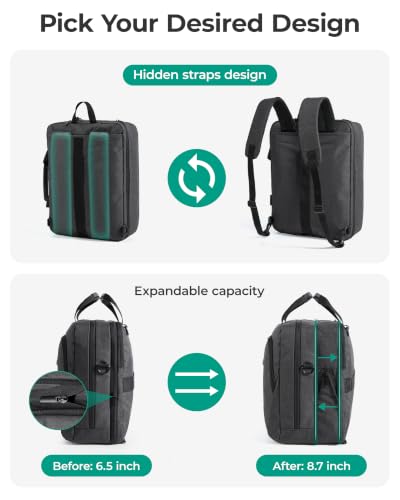 BAGSMART 3 In 1 Laptop Bag for Men Expandable Computer Bag 17.3 Inch, Black | Messenger Bag Briefcase Work Bag Business Travel Office - color: Black-【3-in-1】