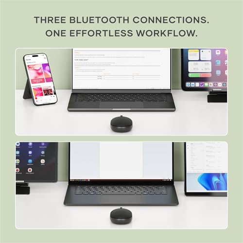 Satechi OntheGo Bluetooth Mouse with USB C Rechargeable Battery, Connect up 3 Devices, Compact and Portable Wireless Mouse for Laptop, Computer, Tablet – Black - color: Black