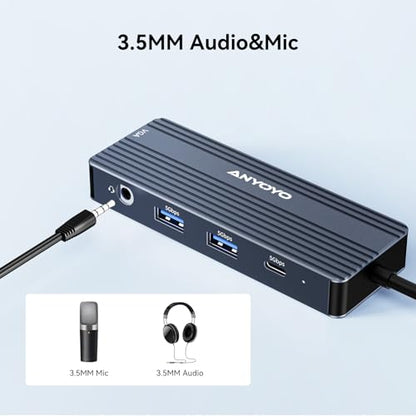 USB C Docking Station Dual HDMI Monitor Adapter 8-in-1 USB C HUB 3 Monitors Adapter with 4K HDMI +VGA +PD100W+Audio Laptop Docking Station for Dell/Lenovo/HP/Samsung/ASUS (Gary) - color: Gray