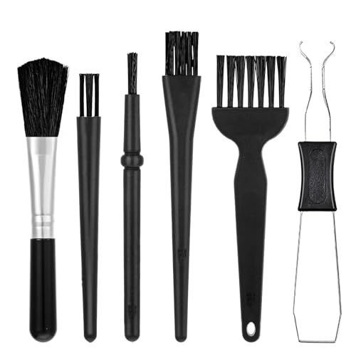 6PCS Keyboard Cleaning Kit with Keycap Puller & Switch Puller, Mini Anti-Static Dust Brush for Computer Motherboard Camera Small Space, Stainless Steel Key Remover for Mechanical Keyboard