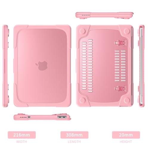 Batianda Heavy Duty Case for MacBook Neo 13 Inch 2026, Blush | Fits Model A3404 A18 Pro Chip, Ergonomic Foldable Stand Holds 22lbs, TPU Bumper, Matte Translucent Shockproof Hard Shell - color: Blush