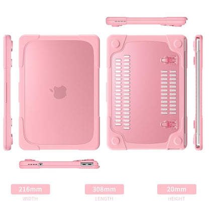 Batianda Heavy Duty Case for MacBook Neo 13 Inch 2026, Blush | Fits Model A3404 A18 Pro Chip, Ergonomic Foldable Stand Holds 22lbs, TPU Bumper, Matte Translucent Shockproof Hard Shell - color: Blush