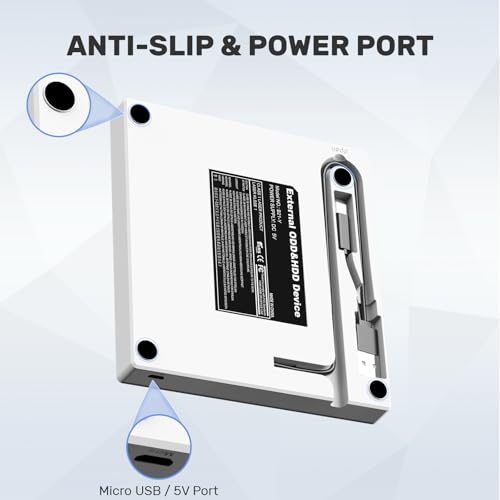 Unitek External CD/DVD Drive USB C Portable DVD Player with SD Card Slots 3 USB Ports CD ROM Burner External Disk Drive Optical Compatible with Laptop Desktop Mac Windows 11/10/8/7 Linux - color: 5-IN-1 WHITE