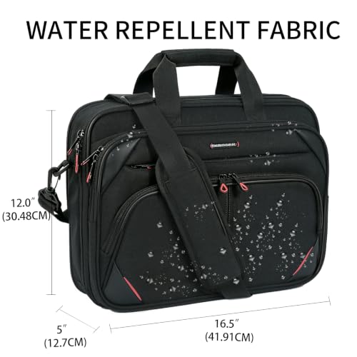 KROSER Laptop Bag 15.6 Inch Briefcase Messenger Bag Water Repellent Computer Case Shoulder Bag Durable Tablet Sleeve for Business/College/Women/Men - Black/Red - color: Black/Red, size: 15.6 INCH
