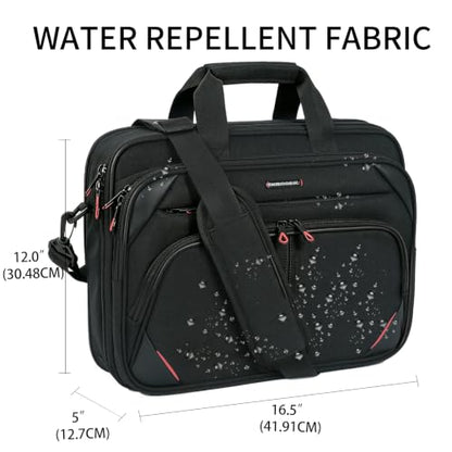 KROSER Laptop Bag 15.6 Inch Briefcase Messenger Bag Water Repellent Computer Case Shoulder Bag Durable Tablet Sleeve for Business/College/Women/Men - Black/Red - color: Black/Red, size: 15.6 INCH