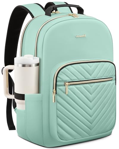 LOVEVOOK Laptop Backpack for Women with Giant Tumbler Holder 15.6 inch,Designer Travel Backpack Laptop Bag College Backpack,Quilted Work Nurse Teacher Backpack Purse Computer Bag Daypack,Mint Green - color: Mint Green, size: 15.6 inch with Tumbler Holder