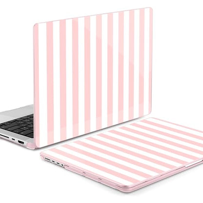 Batianda Case for MacBook Pro 14" 2026 2025-2021 Release, Pink Candy Stripe | 4-in-1 bundle with preppy design, 1.2mm lightweight slim hard shell protection for girls, students and aesthetic users - color: Pink Candy Stripe