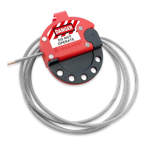 TRADESAFE Lockout Tagout Adjustable Cable Lock - 6 ft Steel Cable Lock | Uv-resistant Pvc-coated Steel Cable, Non-conductive Nylon Body, Secures With Up To 5 Loto Padlocks - style: 6 ft