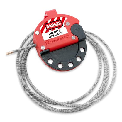 TRADESAFE Lockout Tagout Adjustable Cable Lock - 6 ft Steel Cable Lock | Uv-resistant Pvc-coated Steel Cable, Non-conductive Nylon Body, Secures With Up To 5 Loto Padlocks - style: 6 ft