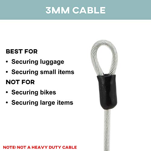 Lumintrail 3mm (1/8 Inch) Braided Steel Coated Security Cable Luggage Lock Safety Cable Wire Double Loop (15ft) - size: 15-FT (1 Pack)