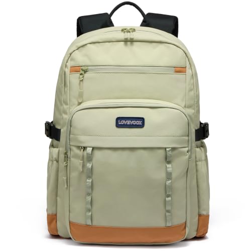 LOVEVOOK Laptop Backpack for Women Men with Large Cup Holder,15.6 Inch Work Travel Backpack Computer Laptop Bag,Waterproof Teacher Nurse College Business Office Carry on Backpack Purse,Back Pack Gifts - color: Yellowish-brown - Black - Bean-green, size: 1