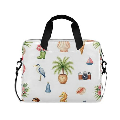 Laptop Zipper Case Portable Crossbody Messenger with Handle and Shoulder Strap 15.6 inch Case Hard Cover with Zipper Sea Ocean Animal Summer