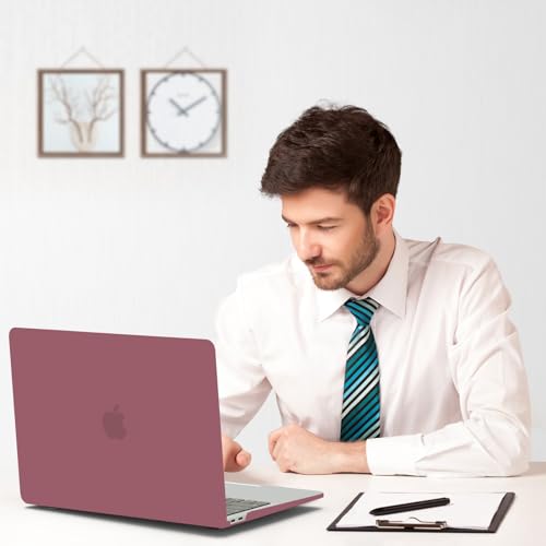 B BELK Compatible with MacBook Air 13 inch Case 2022 2021 2020 2019 2018 A2337 M1 A2179 A1932, Matte Plastic Hard Shell+ Keyboard Cover+Screen Protector for MacBook Air 13.3 inch Case, Tea Petal Pink - color: Tea Petal Pink