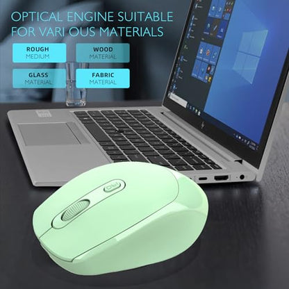 ONE-UP Wireless Mouse, 2.4G, Silent, USB Nano Receiver for Laptop, Chromebook, PC, Mac, Windows and School Work （Green） - color: Green