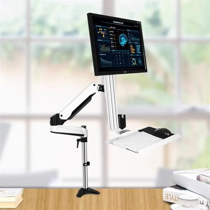 Monitor Arm Single Monitor Desk Mount, Sit Stand Workstation with keyboard tray and mouse box, Height Adjustable gas spring Single Monitor Mount Arm, Holds up to 13.2lbs Monitor Mount(700mm) - size: 700mm