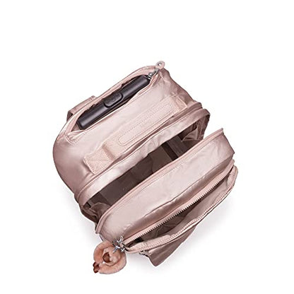 Kipling Sanaa Large Metallic Rolling Backpack Quartz Metallic - color: Quartz Metallic, size: 12.5" x 18.5" x 10.75"