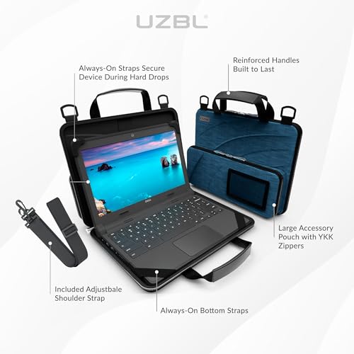 11-11.6 Inch Always-on Chromebook Protective Hard Shell Case Cover with Pouch and Shoulder Strap, Fits MacBook Neo 13 inch - color: Deep Blue