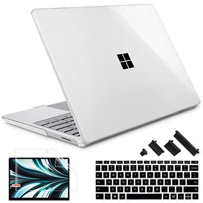 May Chen Compatible with Microsoft Surface Laptop Go 3 Go 2 Go 1 12.4 Inch Model 1943 2013 (2023 2022 2020 Release), Plastic Hard Shell Case with Screen Protector + Keyboard Cover, Crystal Clear - color: Crystal Clear
