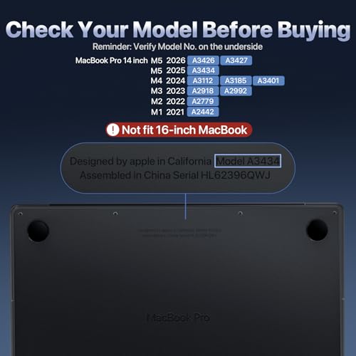 Soonjet Invisible Armor for MacBook Pro 14 inch Case M5 M4 M3 M2 2026-2021 | 100% Color Match, Matte Space Black Clear, Protective Hard Shell Laptop Cover, Ultra Thin, Anti Crack Fingerprint Scratch - color: Space Black Clear