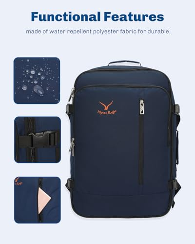 Carry on Backpack 38L Large Travel Backpack for Women Flight Approved Weekender Bag Laptop Backpack Men 15 inches Dark Blue - color: Dark Blue