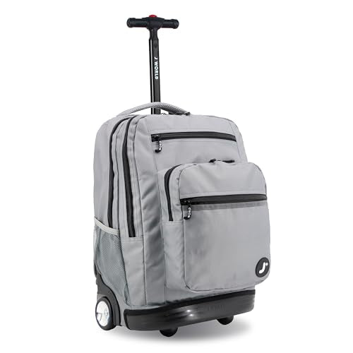 J World Sundance Laptop Rolling Backpack for Girls Boys. Roller Bookbag with Wheels, 20 Inch, Grey - color: Grey
