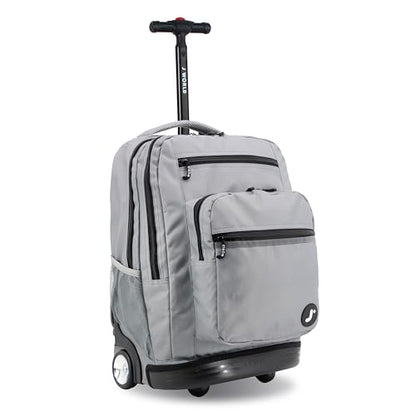 J World Sundance Laptop Rolling Backpack for Girls Boys. Roller Bookbag with Wheels, 20 Inch, Grey - color: Grey