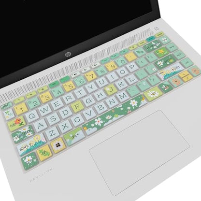 Keyboard Cover for HP 14" Laptop/HP Pavilion x360 14M-BA/CD 14M-DH 14-BF 14-cm 14-CF 14-DF 14-dk 14-DS 14-dq 14-FQ Series, 14-dq0020nr/dq0030nr, 14-fq1025nr/fq0033dx, Spring Flowers - color: Spring Flowers